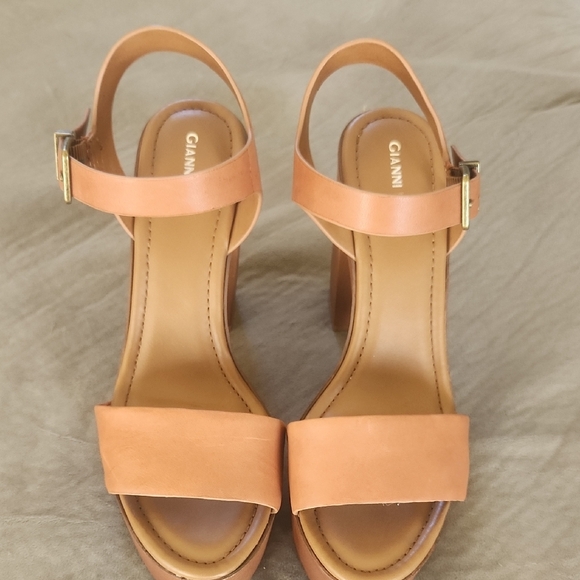 Tan Platform Block Heel Sandals - Picture 2 of 5